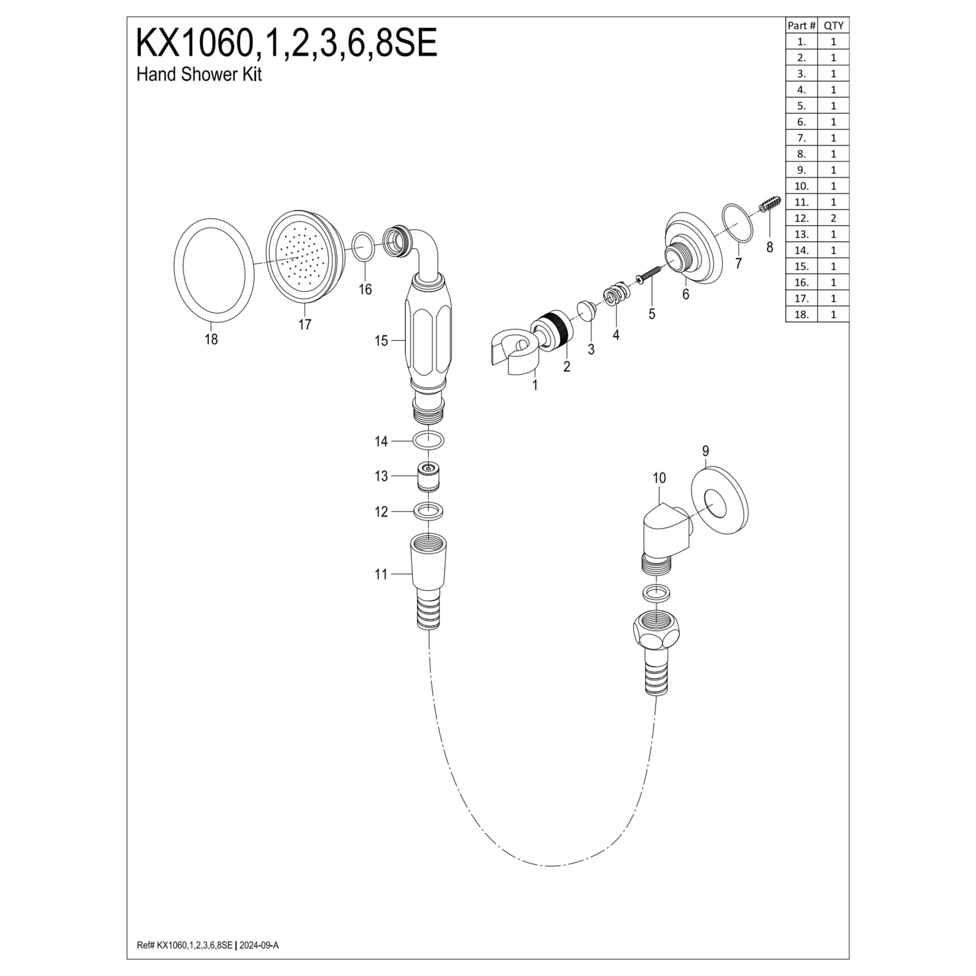 Kingston Brass KX1060SE Victorian Hand Shower Kit, Matte Black