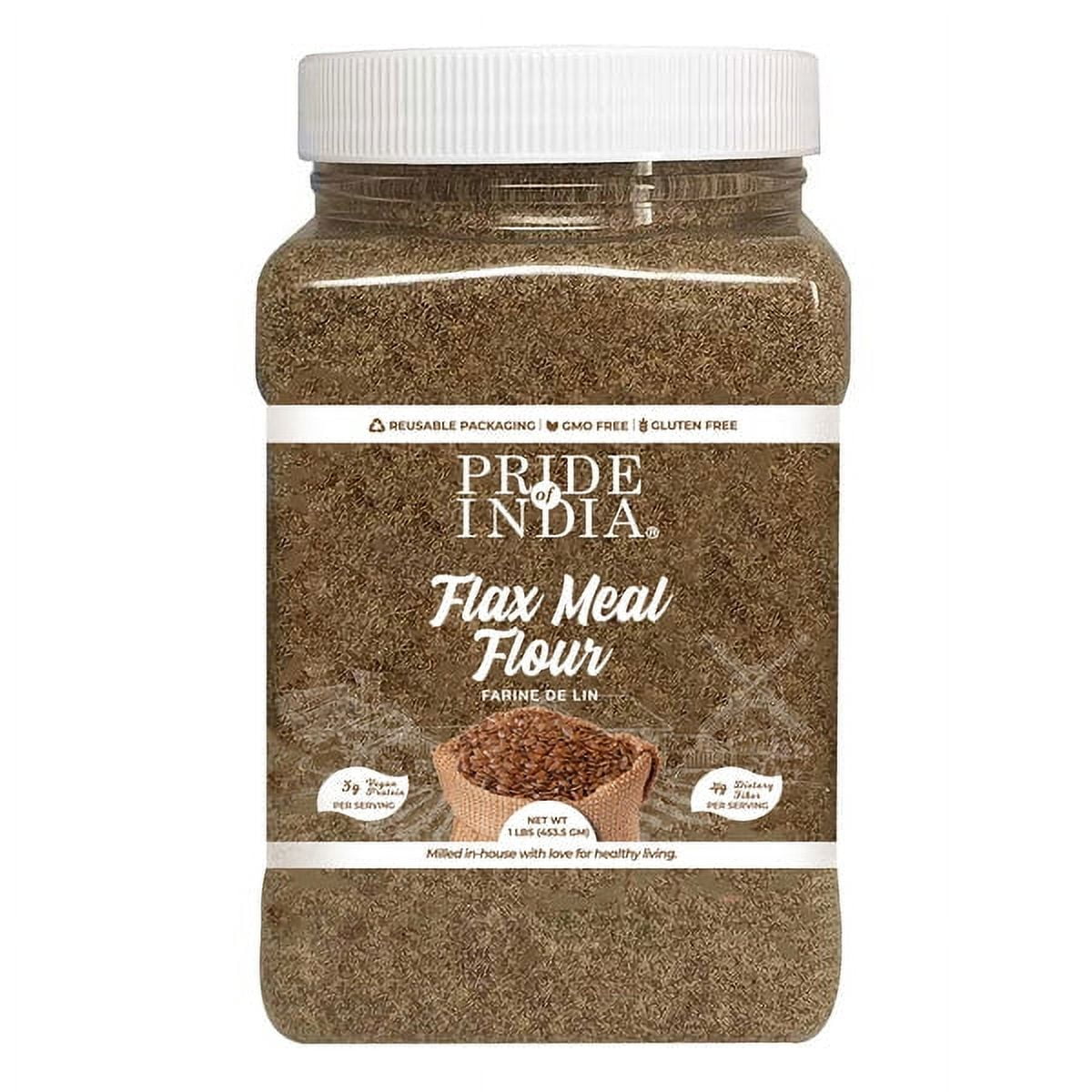 Pride of India - Pack of 6 - Flaxseed Meal, Finely Milled, Gluten-Free, 1 lb Jars