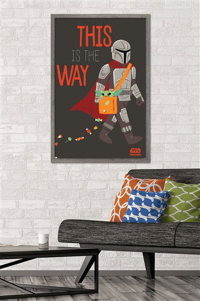Star Wars: The Mandalorian - Mando Trick Or Treat Wall Poster, 22.375" x 34", Framed