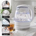 thumbnail image 4 of OVENTE 1.5L Glass Electric Kettle Water Boiler, White KG83W | 1100W Fast Boiling, Borosilicate Glass, BPA-Free, Blue LED, Auto Shut-Off, Boil-Dry Protection, Removable Filter, 360° Base, 4 of 8