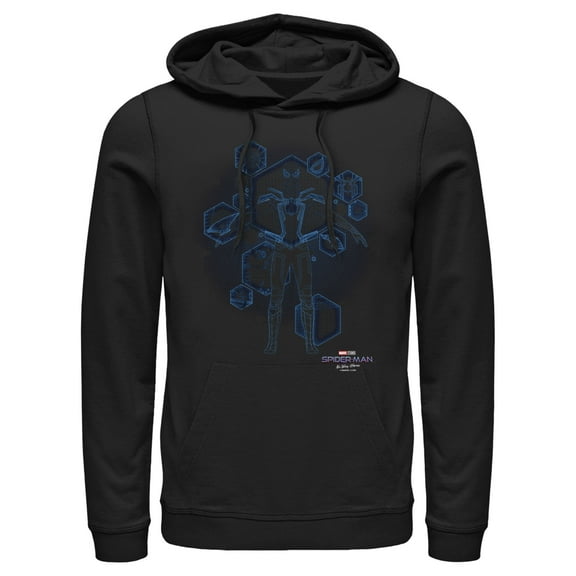Men's Marvel Spider-Man: No Way Home Black Suit Blueprint Pull Over Hoodie Black 2X Large
