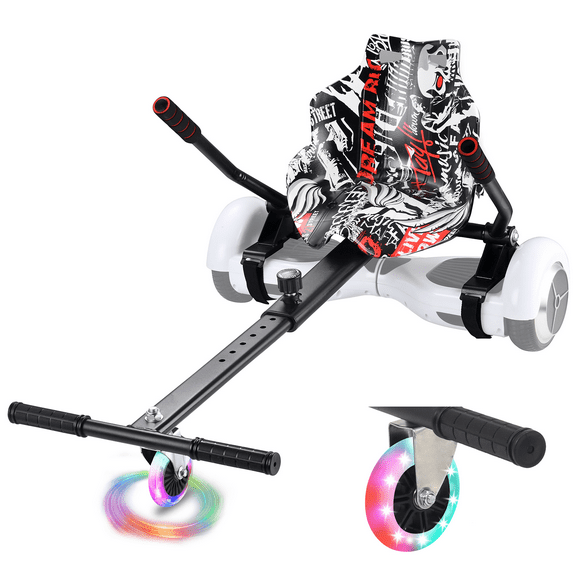 BIIST Hoverboard Go Kart Attachment with Flash Wheel Hoverboard Seat Hoverboard Attachment for All Ages Universal Hoverboard go Kart Attachment for Adjustable Hoverboard go Kart for Most Hoverboards