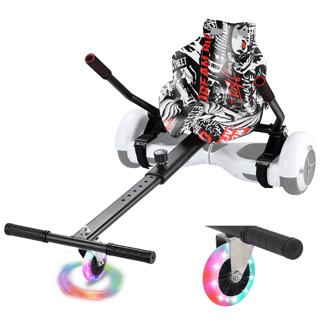BIIST Hoverboard Go Kart Attachment with Flash Wheel Hoverboard Seat Hoverboard Attachment for All Ages Universal Hoverboard go Kart Attachment for Adjustable Hoverboard go Kart for Most Hoverboards