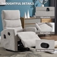 thumbnail image 5 of HSUNNS 360° Swivel Rocker Recliner Chair with Heat Massage, Chenille Manual Single Rocker Sofa Recliner Chair with Side Pockets for Living Room Home Theater, Grey, 5 of 7