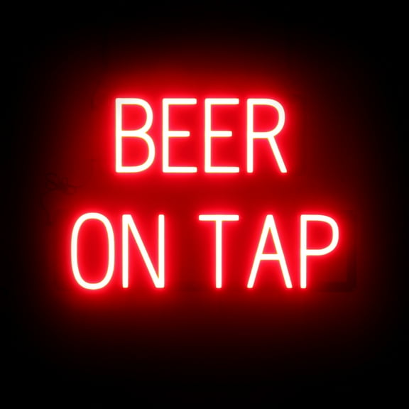 SpellBrite BEER ON TAP LED Sign for Business. 23.0" x 15.0" Red BEER ON TAP Sign Has Neon Sign Look With Energy Efficient LED Light Source. Visible from 500 Feet, 8 Animation Settings.