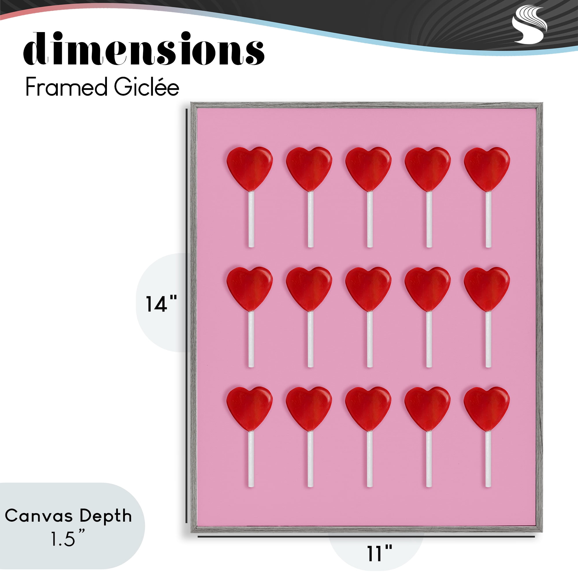 Stupell Industries Heart Lollipops Collection Gray Framed Giclee Art, design by LISH Creative