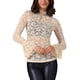 thumbnail image 1 of INSPIRAR CHIC Blusa de Mujer Floral de Encaje de Malla Transparente Cuello Mock Casual S Beige, 1 of 6