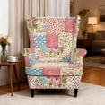 thumbnail image 3 of HUISEFOR Wing Chair Slipcovers, Vintage Patchwork Floral Wingback Chair Covers, Armchair Protector, Breathable & Comfortable, Anti‑Slip & Wear‑Resistant, for Living Room Wingback Sofa Chair, 3 of 7
