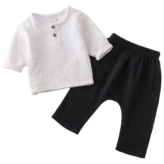 KPOPLK Toddler Baby Boy Clothes 12 18 24 Months 2T 3T 4T Fall Winter Outfit Truck Embroidery Waffle T-Shirt and Elastic Shorts(12-18 Months,Black)