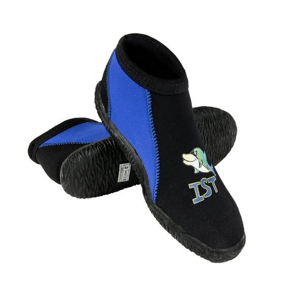 IST S38-J Kids 3mm Low Cut Sturdy Warm Water Booties, Vulcanized Rubber Sole (Blue, 3)