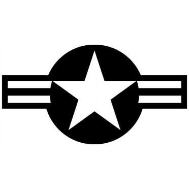 Roundel Of The USA Military Symbol Decal Sticker | 7.5-Inches By 4-Inches | Black Vinyl | USAF US Army USMC Navy