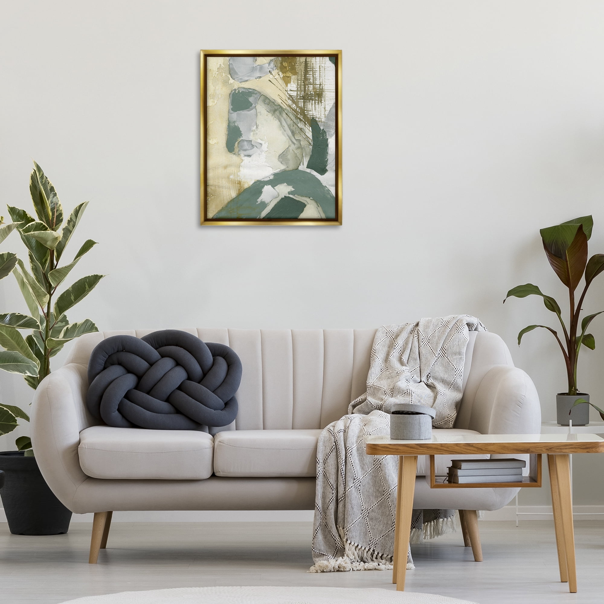 Stupell Industries Dynamic Chaotic Abstract Abstract Painting Gold Floater Framed Canvas Art Print Wall Art, 25 x 31