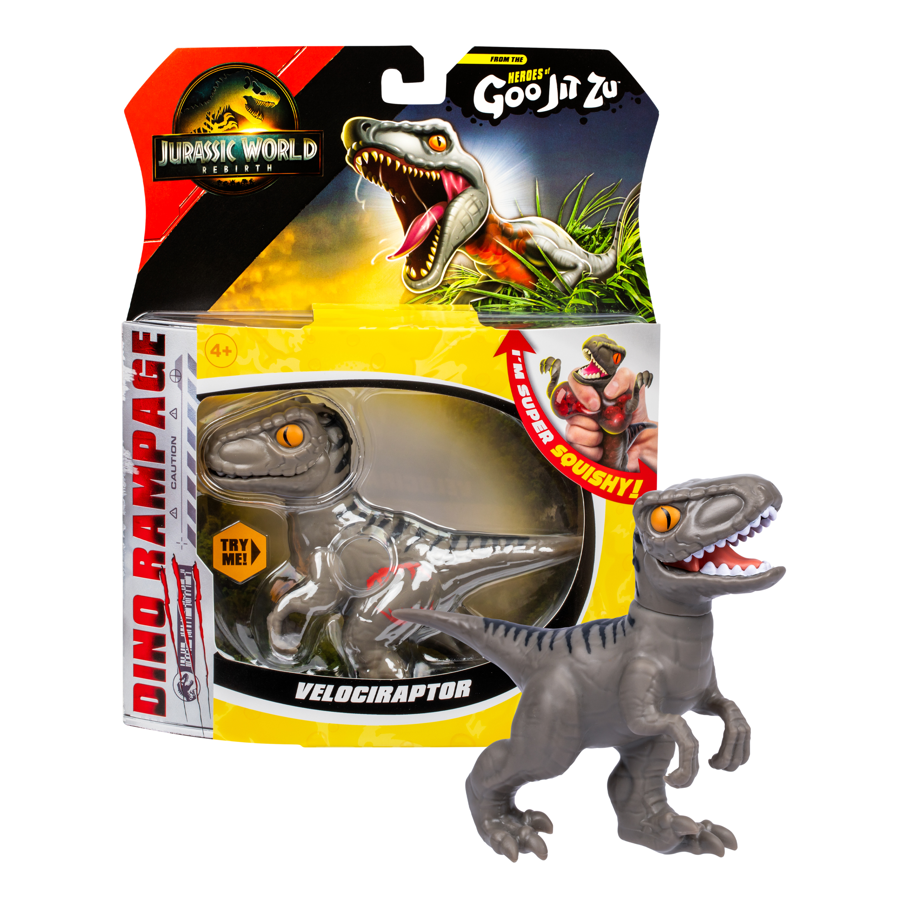 Jurassic World Rebirth Dino Rampage Heroes of Goo Jit Zu Velociraptor with "Rampage Action" Chomping Jaws, Ages 4+