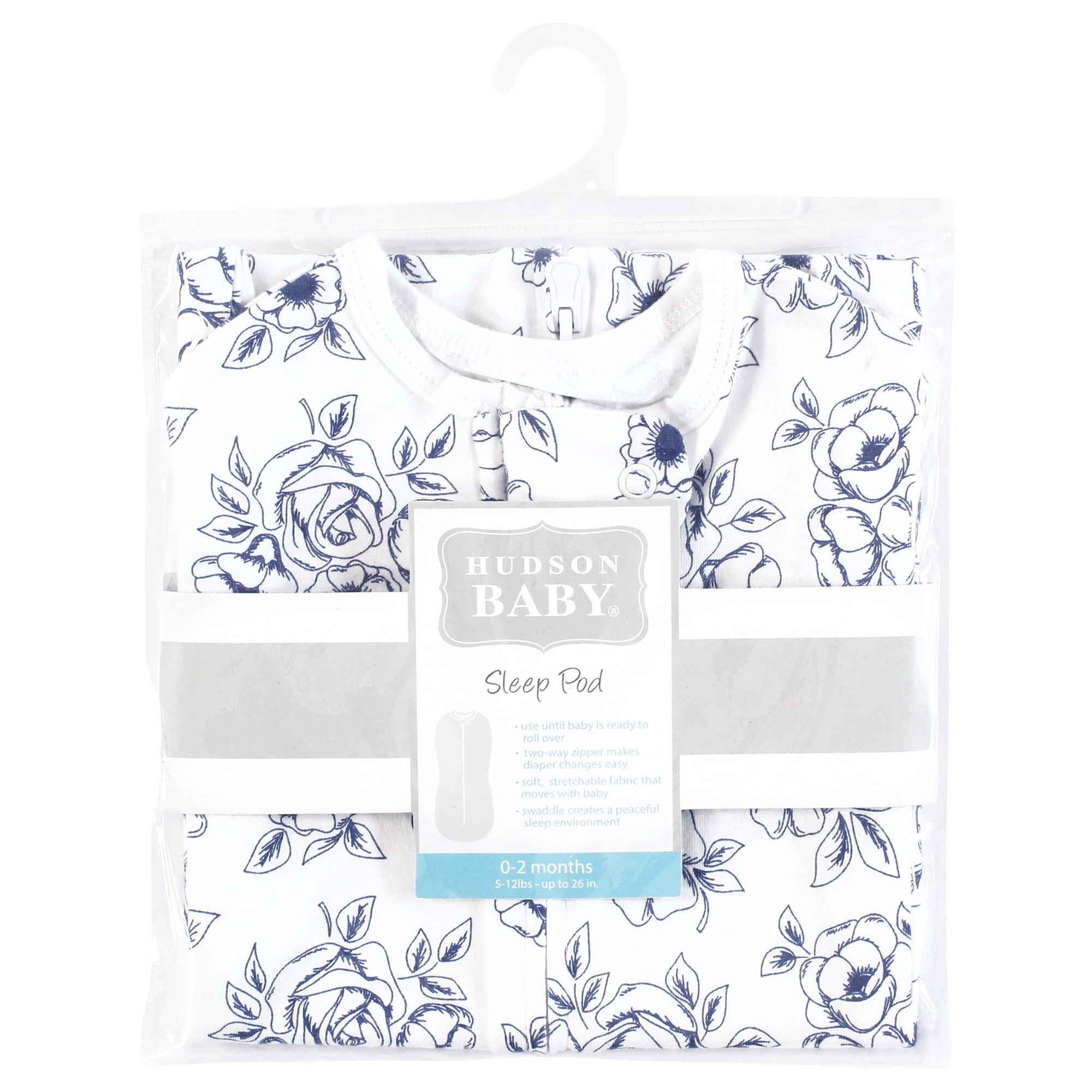 Hudson Baby Infant Girl Sleep Pod, Blue Toile, 0-2 Months