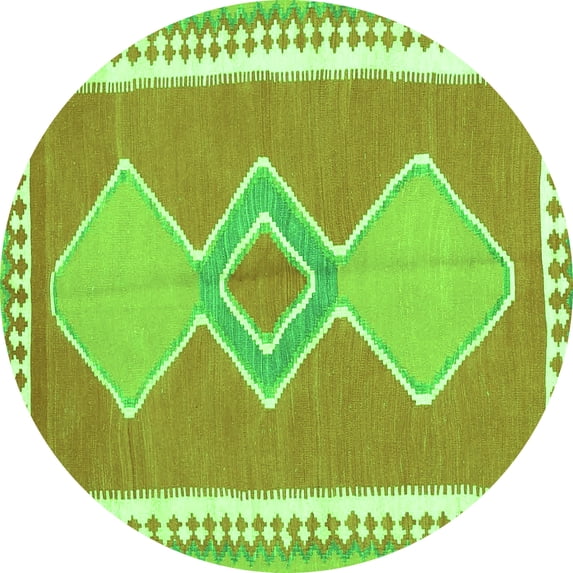 Ahgly Company Indoor Round Oriental Green Traditional Area Rugs, 4' Round
