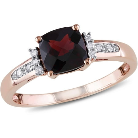 Tangelo 1-1/3 Carat T.G.W. Garnet and Diamond-Accent 10kt Rose Gold Cocktail Ring