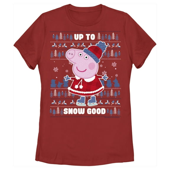 Women's Peppa Pig Christmas Up to Snow Good Graphic T-Shirt
