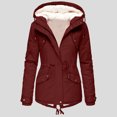 thumbnail image 2 of Jackets for Women Trendy Plus Size Lapel Long Sleeve Vintage Quilted Thicken Hooded Fall Winter Womens Coats,,4XL, 2 of 8