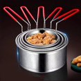 thumbnail image 2 of Yazoeia Rustproof Rustproof Stainless Steel Frying Baskets Round Antiscald Frying Basket Home (Medium 18CM) CJC912-189139, 2 of 9