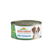 Angle View: (24 Pack) Almo Nature HQS Complete Chicken Stew with veggies in tasty Gravy, Grain Free Wet Dog Food 5.5 oz Cans
