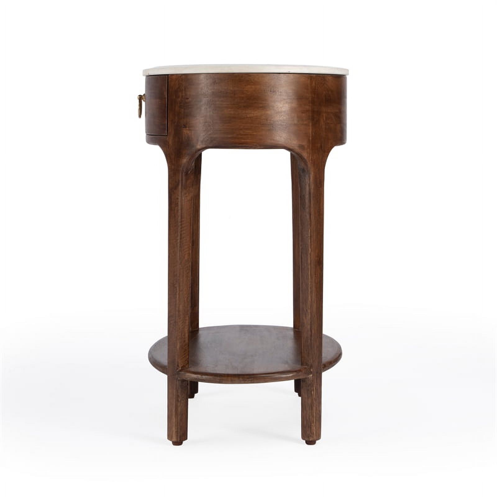 Butler Specialty Ellen 18.25"W Oval Marble & Wood Nightstand - Brown