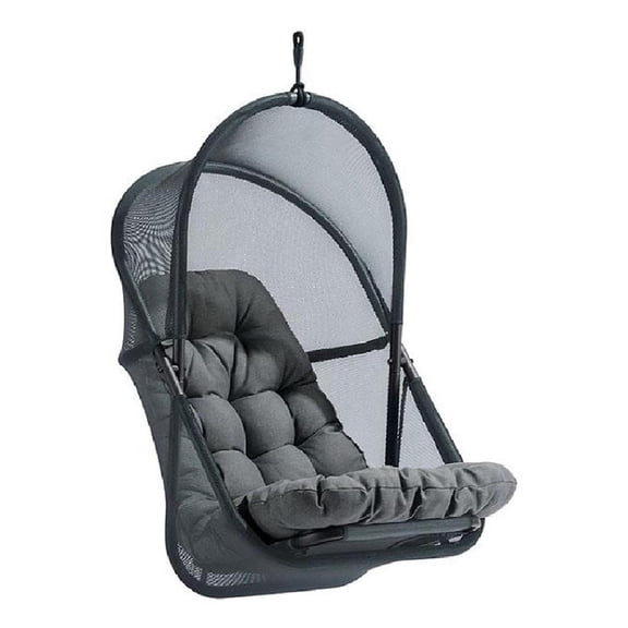Bery Patio Hanging Swing Chair-Cushioned Dark Gray Mesh