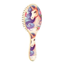 JSTEL Unicorn Flowers Hair Brush for Women Men Natural Wood Detangler Brushes for All Hair Types Hairbrush for Wet & Dry
