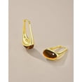 thumbnail image 2 of SNGIA 18K Gold Plated Oval Dangle Hoop Earrings with Tiger Eye Resin Accent for Women, 2 of 4