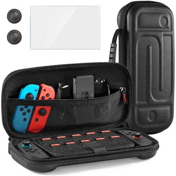 Nintendo Switch Case & Accessories, Including Screen Protector & 2 Thumb Grip Caps, Carrying Bag for Storage Travel, Compatible with NSW2 (2025)