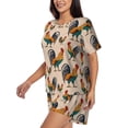 thumbnail image 2 of Kdxio Rooster Print Pajamas Sets for Women Short-Sleeved Pjs with Lounge Shorts Two Piece Sleepwear S-4XL, 2 of 9
