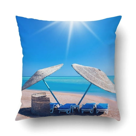 WOPOP Beach Shelter Summer Sea Pillowcase Pillow Cushion Cover 20x20 inch