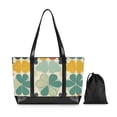 thumbnail image 7 of FORMRS Canvas Laptop Tote Bag for Women with 15.6" Computer Compartments Shoulder Handbag, Beige Clover Pattern, 7 of 7