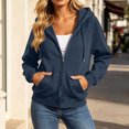thumbnail image 5 of Fashion Plus Size Pullover Hoodie for Womens Zip Up Solid Color Pockets Zipper Long Sleeved Regular Top Hooded Sweatshirts Coat Outwear 50% off Clearacne!, 5 of 9
