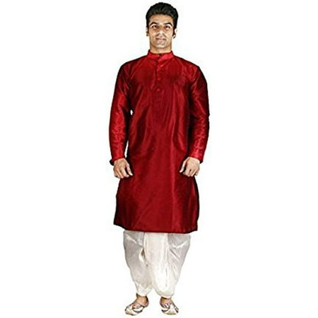 

Royal Men s Silk Blend Dhoti & Kurta Set_maroon
