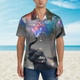 thumbnail image 2 of Balery Elephant Fireworks Celebration Camisas hawaianas de manga corta para hombre, camisas playeras de corte holgado, camisas de vacaciones con botones,Medium, 2 of 7