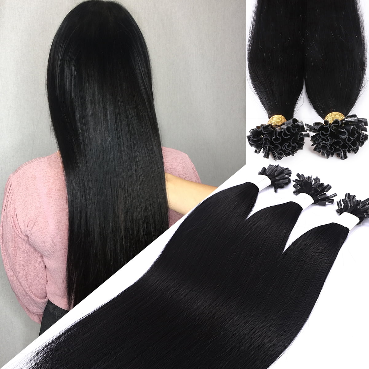SEGO U Tip Hair Extensions Pre Bonded Fusion Hairpieces 100% Remy Human Hair U-tip Nail Tipped Keratin Glue Stick Microlink Blonde Hair Extension for Women 50 Strands