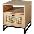 thumbnail image 2 of Rattan Nightstand with Charging Station, Bedside Table End Table for Living Room and Bedroom, 2 of 4