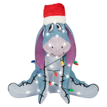 Gemmy 3D Holiday Lighted Tinsel Sculpture Eeyore 28" Disney, Multicolored