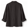 thumbnail image 3 of Linen Blazer Jacket for Women Lightweight 3/4 Sleeve Casual Work Office Summer Breathable Dressy Coat Outfits with Pockets Black 3XL, 3 of 7
