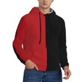 thumbnail image 5 of Mens red black Pullover Hoodie With Contrast Color Long Sleeve Sport Outwear Hooded Sweatshirt, 5 of 7