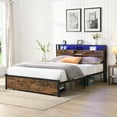 thumbnail image 2 of Leumius King Size Bed Frame with LED Lights, Industrial Platform Bed with Charging Station & 2 Drawers & Storage Shelf, King, 2 of 12