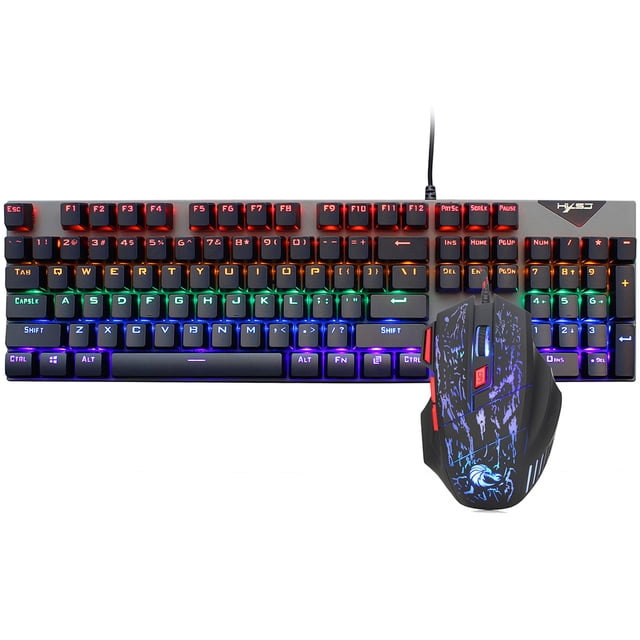 Combo de ratón y teclado con cable HXSJ L300 Teclado retroiluminado RGB N-key