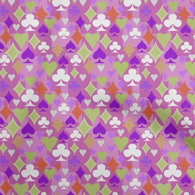 oneOone Cotton Flex Purple Fabric Poker Card Sewing Craft Projects Fabric Prints By Yard 40 Inch Wide