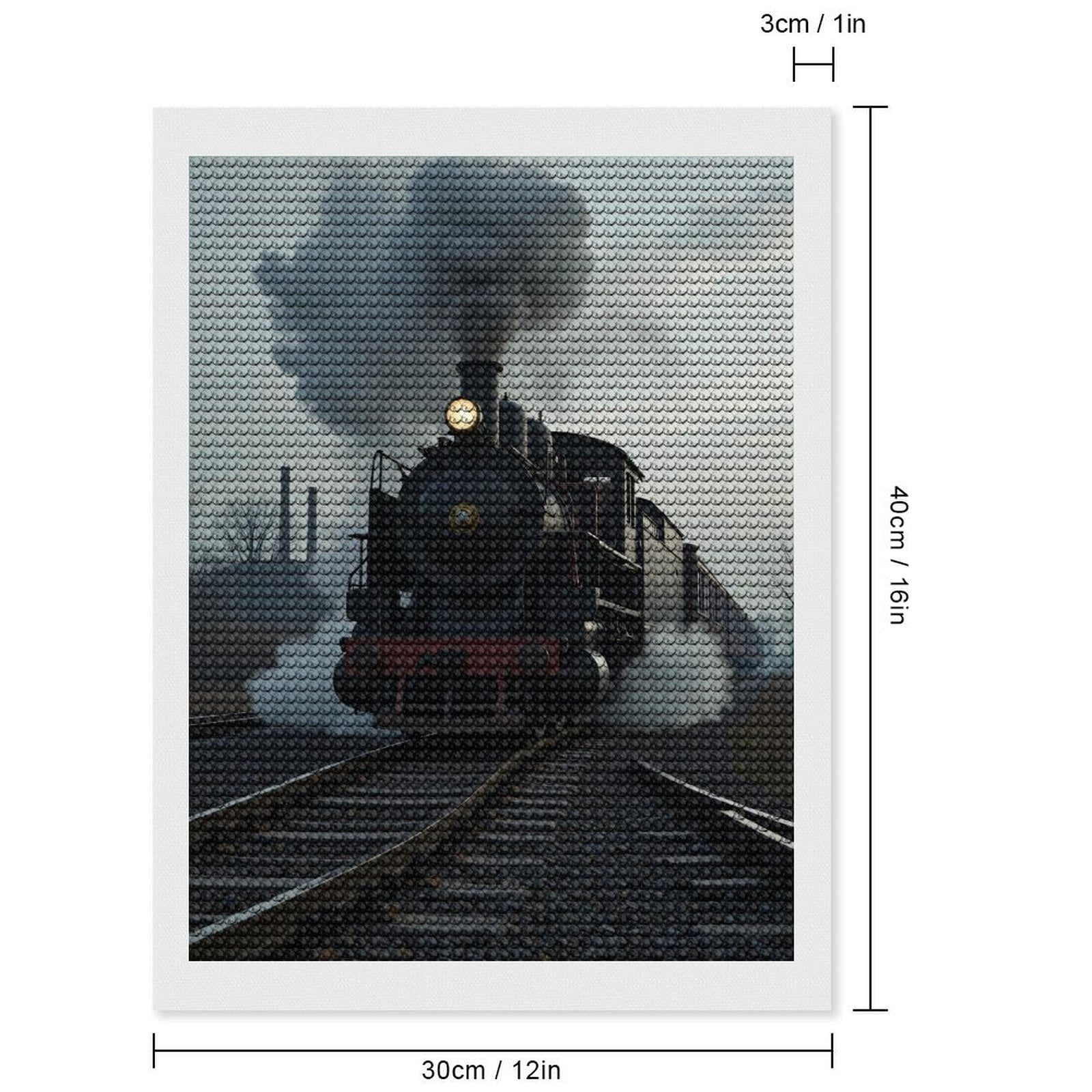 Diamond Art Kits for Adults, Train On Tracks Journey 5D Diamond Painting Kits for Adults Beginners, DIY Full Drill Diamond Painting, Gem Art and Crafts 12x16
