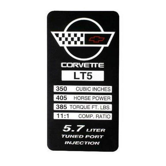 C4 Corvette 1993-1995 LT5 Engine ID Spec Metal Data Plate Emblem