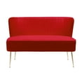 thumbnail image 5 of Costaelm Alaia Mid Century Modern Upholstered Tufted Velvet Loveseat Sofa and 25" Accent Chair 3-Piece Set, Red, 5 of 6