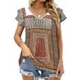 thumbnail image 2 of African Tribal Ethnic Colorful Bohemian Pattern Geometric Tribal Mud Ruffle Short Sleeve T-Shirt Women'S T-Shirts Tee Fashion, 2 of 6