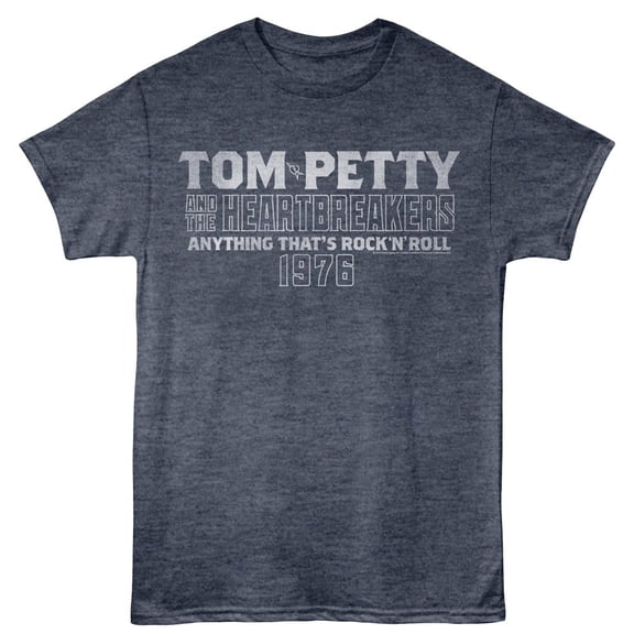 Tom Petty Anything Rock n Roll 1976 Men's T Shirt (NavyHeather, AdultS)
