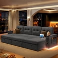 thumbnail image 5 of Homfa Gray Sofa Bed with Storage & USB Charging Port, U Shaped Sofa Bed Couches with Storage & Pull out Bed for Living Room, 5 of 10