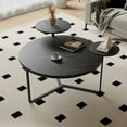 thumbnail image 3 of Modern Tripod Coffee Table - Black Marble Finish with Dual Display Shelves and Rounded Edges, a Perfect Living Room Centerpiece, 3 of 5